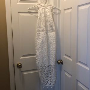 White halter midi dress